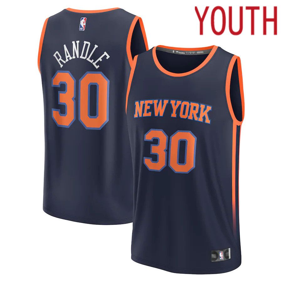 Youth New York Knicks 30 Julius Randle Fanatics Branded Navy Statement Edition 2022-23 Fast Break Player NBA Jersey